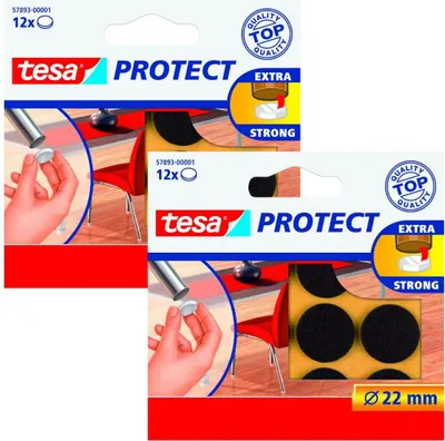Immagine prodotto di Puntali rotondi in feltro per sedie, tavoli, lavatrici, mobili, tesa, 22 mm, 12 pezzi x 2