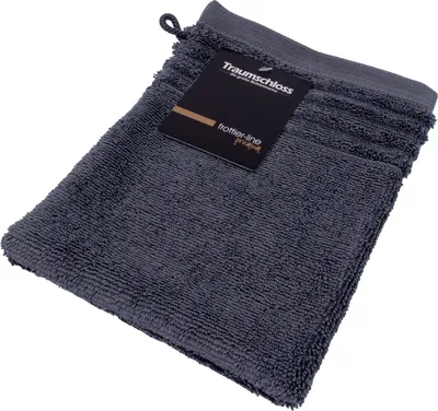 Produktbild von Traumschloss Frottier-Line Premium Waschhandschuh 16 x 21 cm dunkelgrau 100% ägäische Baumwolle mit 600g/m²