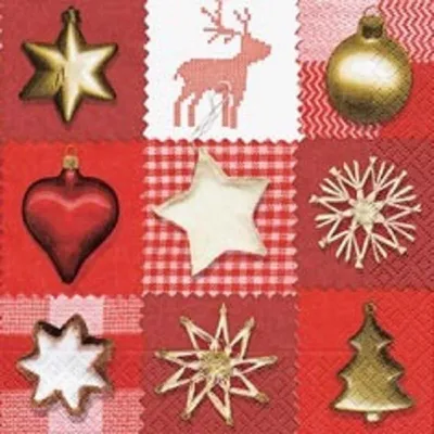 Produktbild von 20 Lunch Servietten 33X33Cm. Red & White