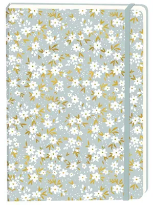 Produktbild von Büro - Notizbuch weiße Blumen, A5-Linie, 92 Seiten, sc grau