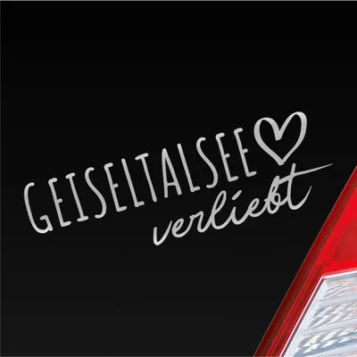 Produktbild von Auto Aufkleber Geiseltalsee verliebt Herz See Sea Liebe Car 19x6 cm Silber Sticker Heckscheibenaufkleber