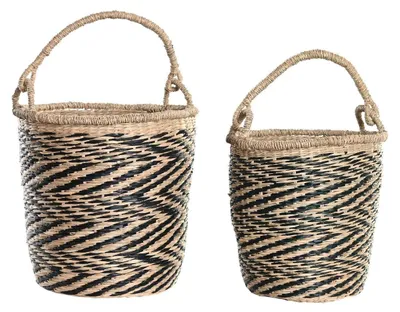Zdjęcie produktu dla Zestaw 2 koszy z naturalnej trawy morskiej, wymiary 35x35x36 cm