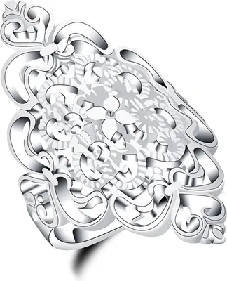 Produktbild von Vintage hohle Blume Fingerring Frauen Hochzeit Cocktail Party Schmuck Geschenk-Silber,US 8