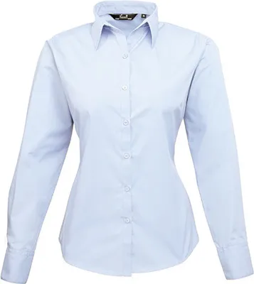 Produktbild von Premier Workwear Baumwolle Classics Popeline Bluse langarm 39.0300 Gr. M light blue
