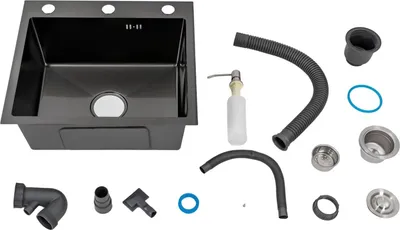Produktbild von Küchenspüle, integrierter Seifenspender, langlebiger Edelstahl, schwarz