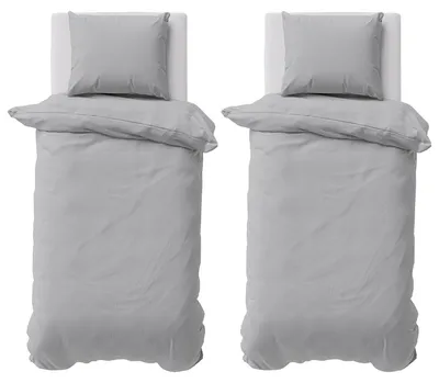 Produktbild von Bettwäsche 135x200 cm Bettbezug 100%Baumwolle Renforce Einfarbig Bettgarnitur Set Silber 4 teilig