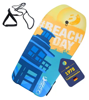 Produktbild von Best Sporting Bodyboard Kinder in tierischem Hai-, Delfin- oder Schildkröten-Design I Surfbrett Kinder 92 x 46 x 5 cm bis 75 kg I Surfboard Kinder I Body Board Kinder I Bodyboards fürs Surfen, Design:#Beach Day