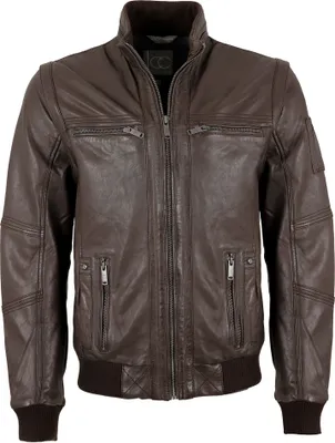 Produktbild von JCC - Herren Echtleder Lederjacke Blouson abnehmbare Ärmel Weste Lammnappa braun