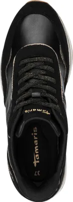 Produktbild von Tamaris Damen Schnürschuh Goldakzent Vegan 1-23766-46, Größe:40 EU, Farbe:Schwarz