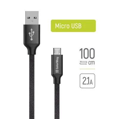 Obrázek produktu pro Kabel ColorWay USB - MicroUSB 2.1A 1m schwarz