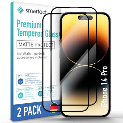 Produktbild von 2x Schutzglas Panzerfolie Full Screen Matt für iPhone 14 Pro Displayschutz Glas