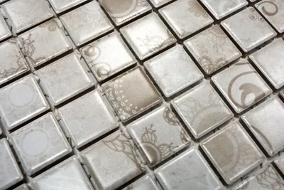 Produktbild von Handmuster Mosaikfliese Retro Vintage Keramikmosaik grau Khaki Fliesenspiegel MOS18D-1402_m