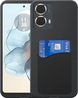 Immagine prodotto di Adatto per Motorola Moto G24 Power Custodia del telefono con supporto per schede in silicone - Custodia posteriore flessibile in silicone TPU con slot per schede in silicone - Nero - Smartphonics