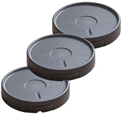Immagine prodotto di Set di 3 sottovasi rotondi per piante - Vaschetta di raccolta dell'acqua con rotelle - Grigio