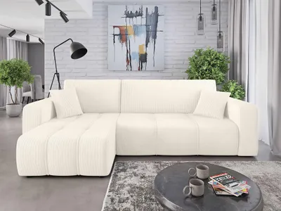 Produktbild von Ecksofa mit Schlaffunktion Sofa DAGNY in Stoff Poso Creme Ottomane Links
