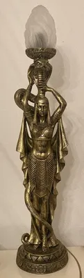Produktbild von Casa Padrino Barock Tischleuchte Frau mit Cobra Schlange Antik Gold H. 74 cm - Prunkvolle Schreibtischleuchte im ägytischen Stil - Barock Leuchten - Barock Interior - Barock Möbel