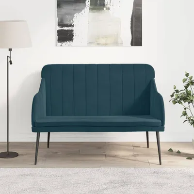 Image de The Living Store Banc bleu 110x76x80 cm velours