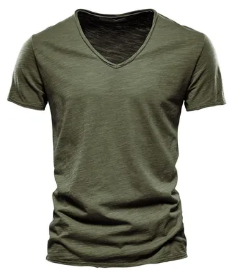 Imagen del producto de Camiseta de algodón casual de cuello en V para hombre