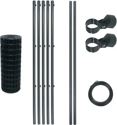 Produktbild von Schweißgitterzaun Komplettset 0,8x10 m Zaunset Gartenzaun Zaun Pfosten Anthrazit