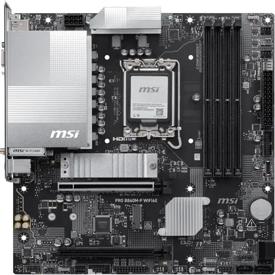 Productafbeelding van MSI Pro B860M-P Wifi6E B860, moederbord, Intel socket 1851 (Core Ultra 100 & 200), mATX, DDR5