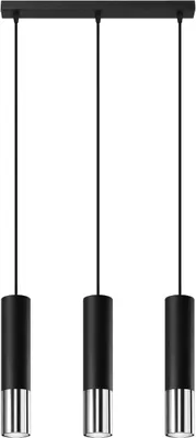 Produktbild von Hängeleuchte LOOPEZ 3L schwarz/chrom 3xGU10 10W Stahl 90x6x45cm Sollux Lighting