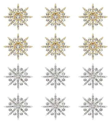Produktbild von Set mit 12 Strass-Schneeflocken-Broschen für festliche Anlässe