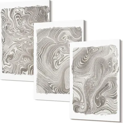 Produktbild von Wandbild – Leinwandbild – Leinwandbilder – Polycanvas – Kunstdruck – Modern – Panorama – Mehrteilig – 3-Teilig Set – Hochwertig – Lichtecht – Geruchslos – 40x60 Cm Je Element - Abstrakte Malerei mit modernen Formen