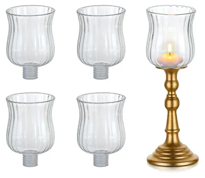 Produktbild von Teelichtgläser Glasaufsatz für Kerzenleuchter: 5er Set Teelichthalter aus Glas für Kerzenständer