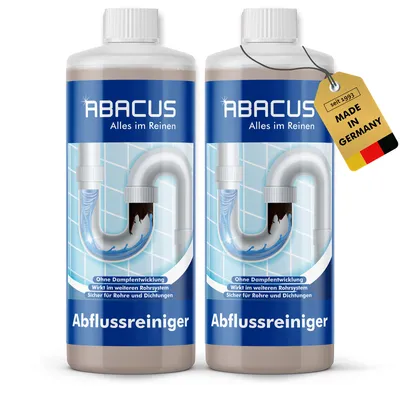 Produktbild von ABACUS® Abflussreiniger & Rohrreiniger, Rohrfrei, Abflussfrei – entfernt Haare und Ablagerungen in Rohren und Abflüssen – Abflussreiniger 2x 1000 ml