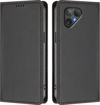 Image de Etui en cuir pour Fairphone 5, étui magnétique en cuirPolyuréthaneavec support Noir