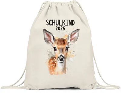 Produktbild von Schulkind 2025 Reh Turnbeutel Schuleinführung Geschenk zur Einschulung Schulanfang