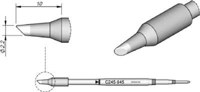 Obrázek produktu pro JBC C245945 Lötspitze Rundform abgeschrägt Spitzen-Groesse 2.2 mm Inhalt 1 St.