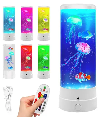 Obrázek produktu pro Jellyfish lavalampe - Quallenlampe - 17 barev a 4 světelné režimy - Dekorativní lampa - USB nabíjecí - Pro domov a kancelář - 10,5 x 29 cm