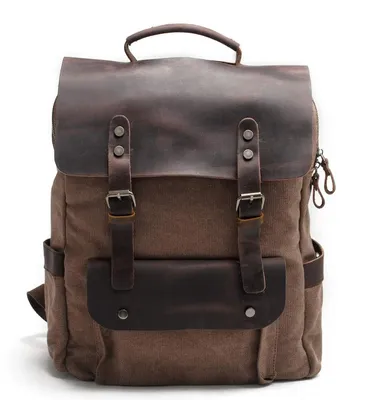 Produktbild von Omgoods – Vintage-Rucksack aus Canvas, ideal für Outdoor-Aktivitäten und den Einsatz im Studium