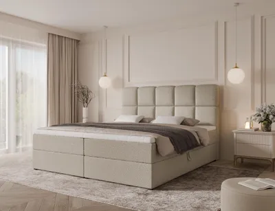 Produktbild von Emlar Boxspringbett Moya 140x200 - Komplett-Set mit Matratze und Topper - Polsterbett mit Bettkästen - Boxspringbett Creme (Quelle 06)