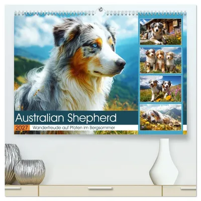 Produktbild von Australian Shepherd. Wanderfreude auf Pfoten im Bergsommer (hochwertiger Premium Wandkalender 2027 DIN A2 quer), Kunstdruck in Hochglanz