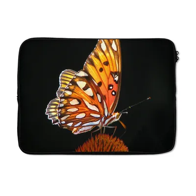 Produktbild von MuchoWow® Laptop Hülle 13 Zoll Schmetterling - Blumen - Insekt - Porträt - Schwarz - Orange Laptoptasche - Laptophülle - Sleeve - Rundumschutz