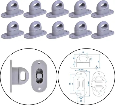 Produktbild von 10er-Set Planen Drehverschlüsse, witterungsbeständig, Polyamid, für Ovalösen 42x22mm, Planenöse: Bohrungsabstand 51 mm