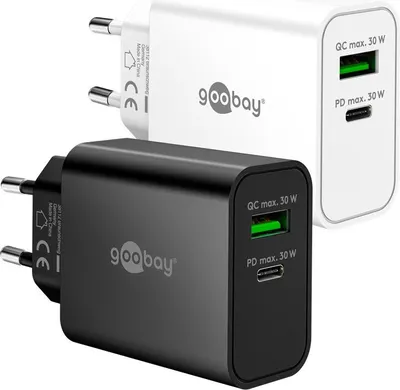 Produktbild von USB-C PD GaN Dual-Schnelladegerät 30 W (schwarz)