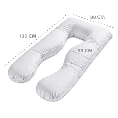 Produktbild von amazinggirl Kissen 135 cm, U-Form, abnehmbarem Bezug, Schwangerschafts-, Still- und Seitenschläferkissen XXL, fördert gesunde Schlafhaltung, lindert Rückenschmerzen