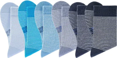 Produktbild von H.I.S. Socken Damen Socken Ringelsocken Strümpfe 6 -teilig marine-ecru, dunkeljeans-ecru, hellblau-ecru, jeans-ecru, türkis-ecru, babyblau-ecru Größe 39/42