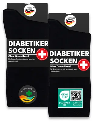 Produktbild von 6 Paar Diabetiker Socken ohne Gummi 97% Baumwolle Damen Herren Socken ohne Naht (Schwarz 43-46)