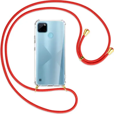 Produktbild von Handykette Backcover-Schutzhülle mit Band (Metall goldfarben) für  Realme C21Y /C25Y - rot