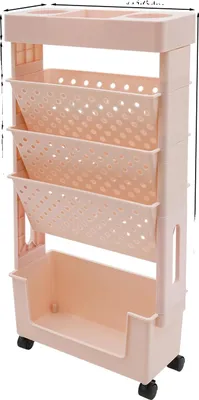 Image de Étagère de rangement, 5 niveaux, conception mobile, rose