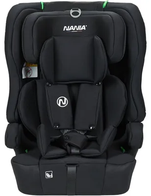 Produktbild von Nania RIO i-Size Kindersitz Gruppe 1/2/3 (76-150 cm) mit Reducer, schwarz, vorwärtsgerichtet, 5-Punkt-Gurt, 10-fach Kopfstütze, R129