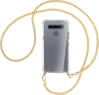 Produktbild von Handykette Backcover-Schutzhülle mit Band (Metall goldfarben) für LG K61 LM-Q630 - goldfarbene Kette