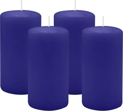 Produktbild von 4er Set Adventskranzkerzen Royalblau Ø 60 x 100 mm