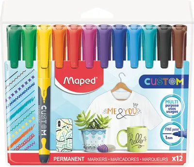 Produktbild von Maped 734547 Maped Permanent-Marker CUSTOM, 12er Kunststoffetui