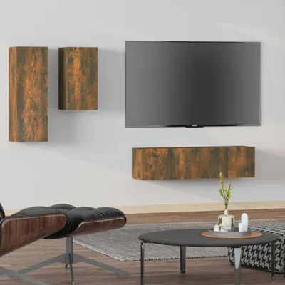 Produktbild von 4-tlg. TV-Schrank-Set Räuchereiche Holzwerkstoff , TV-Schränke Design 2024