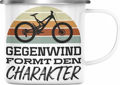 Produktbild von Trendation - Fahrrad Radfahrer Geschenk Rennrad Bike Geschenkideen Emaille Tasse Fahrradfahrer Emaille Emaille Tasse (Silber)